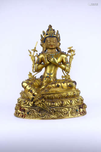 chinese gilt bronze figure of tara,qing dynasty