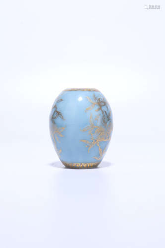 chinese azure glazed porcelain water pot,qing dynasty