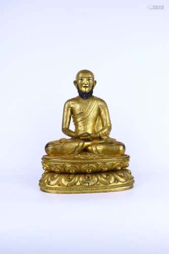 chinese gilt bronze tsongkhapa statue,ming dynasty