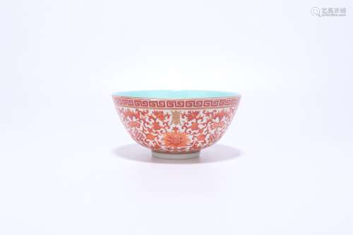 chinese copper-red glazed  porcelain bowl,qing dynasty