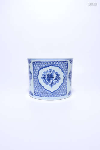 chinese blue and white porcelain brush pot,qing dynasty