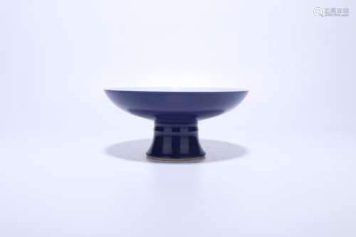 chinese blue glazed porcelain stem dish,qing dynasty