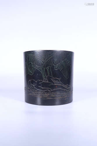 chinese rosewood brush pot,qing dynasty
