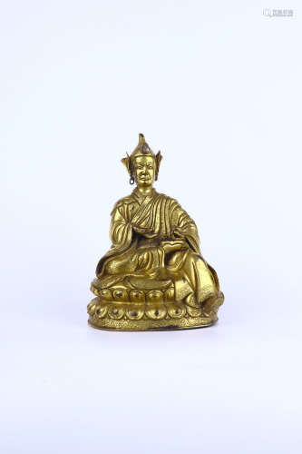 chinese gilt bronze lama statue,ming dynasty
