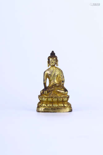 chinese gilt bronze figure of sakyamuni,qing dynasty