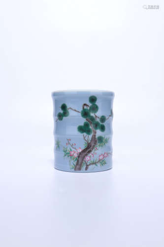 chinese famille rose porcelain brush pot,qing dynasty