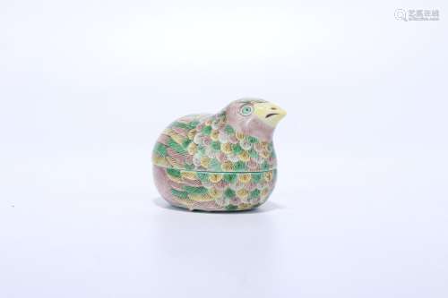 chinese famille rose porcelain quail ornament,qing dynasty