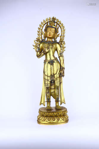 chinese gilt bronze guanyin statue,ming dynasty