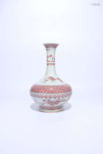 chinese copper-red glazed  porcelain vase,qing dynasty