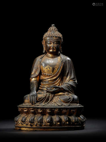 A GILT LACQUER COPPER ALLOY FIGURE OF BUDDHA MING DYNASTY, 15TH CENTURY