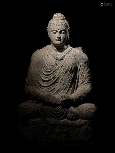 A SCHIST FIGURE OF BUDDHA ANCIENT REGION OF GANDHARA, 3RD/4TH CENTURY