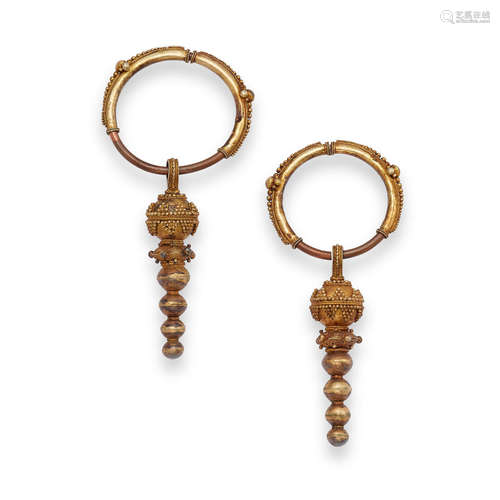 A PAIR OF KARO-BATAK HOOP EARRINGS, KUDUNG-KUDUNG SUMATRA, INDONESIA, 19TH-20TH CENTURY