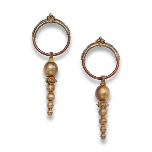 A PAIR OF KARO-BATAK HOOP EARRINGS, KUDUNG-KUDUNG SUMATRA, INDONESIA, 19TH-20TH CENTURY