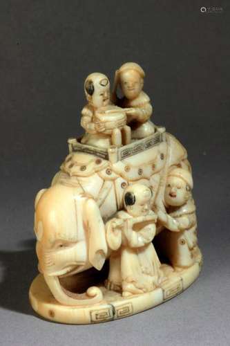 A late 19th century Japanese netsuke okimono in ca…