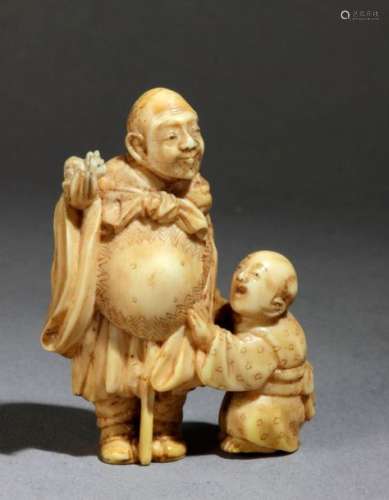 A 19th century Japanese netsuke in carved elephant…