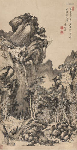 王宸（1720～1797） 丁亥1767年作 秋林隐居图 立轴 水墨纸本