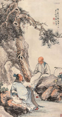徐林（1879～1928） 松下双翁图 立轴 设色纸本