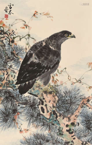 王雪岑（b.1938） 松鸟图 立轴 设色纸本