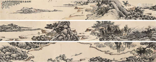 林子白（1906～1980） 丙戌1946年作 江南春色图 手卷 设色纸本