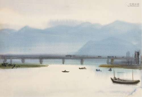 席德进（1923～1981） 河畔 镜片 设色纸本