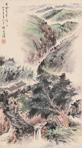 刘延涛（1908～2001） 丙申1956年作 青山幽居 立轴 设色纸本