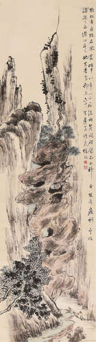 俞原（1874～1922） 瑞石泉下 立轴 设色纸本