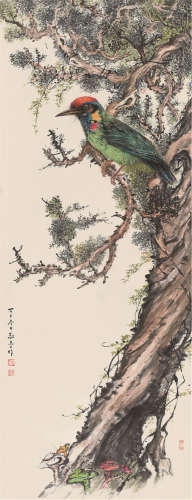 赵敬予（1921～1993） 丁巳1977年作 鸣春 立轴 设色纸本