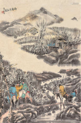 李耕（1885～1964） 南阳高卧图 立轴 设色纸本