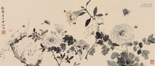 溥僴（1901～1966） 蝶恋花 镜片 设色纸本
