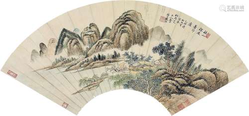 戴熙（1801～1860） 乙卯1855年作 溪山深处着茆庐 扇片 设色纸本