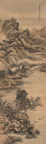 杨晋（1644～1728） 江山渔乐图 立轴 设色绢本