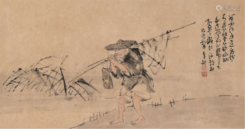 李耕（1885～1964） 蓑翁 立轴 设色纸本