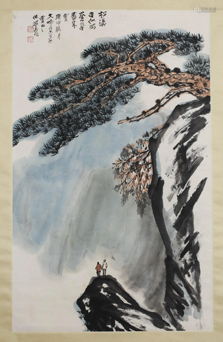 A SCROLL PAINTING OF MOUNTAINS AND WATERS BY HE H…