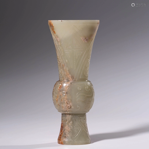 A WHITE JADE VASE