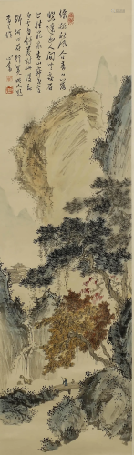 A SCROLL PAINTING OF MOUNTAINS AND RIVERS BY PU RU