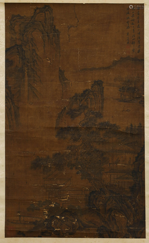 A SCROLL PAINTING OF MOUNTAINS AND RIVERS BY ZHOU …