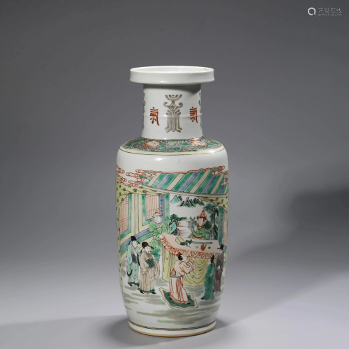 A WUCAI VASE WITH THE MARK 
