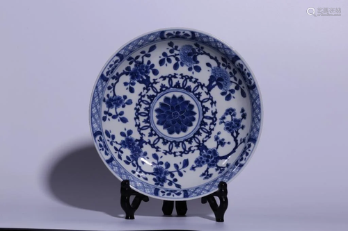 Republican Chinese Blue and White Porcelain Plate