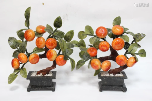 Pair of Chinese Jade Peach Planter