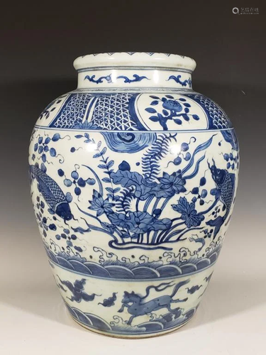 Chinese Blue and White Porcelain Jar, Mark