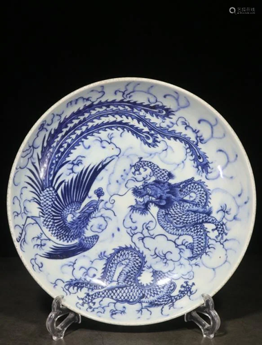 Republican Chinese Blue& White Porcelain Charger