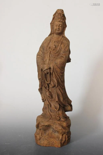 Chinese Wood Standing Guanyin