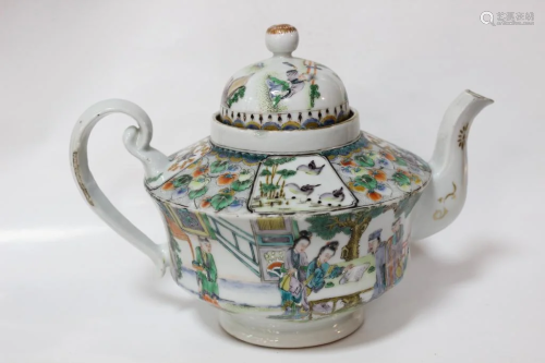 Large Chinese Famille Rose Porcelain Teapot,19th.C
