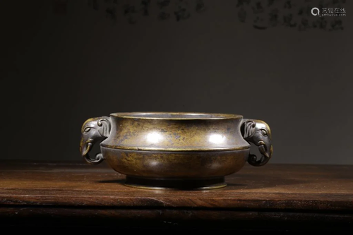 Chinese Bronze Censer w Handle,Mark