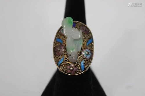 Chinese Enamel Jadeite Ring