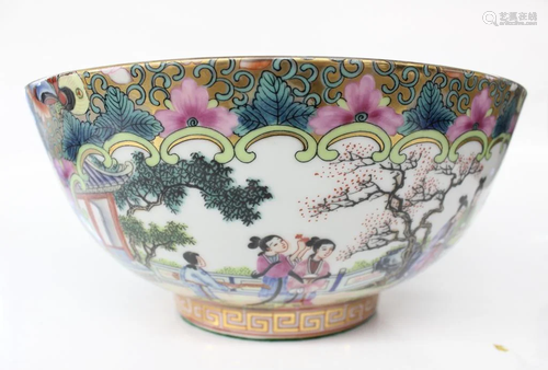 Chinese Rose Medallion Porcelain Bowl,Mark