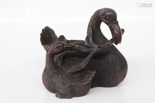 Chinese Bronze Swan Group