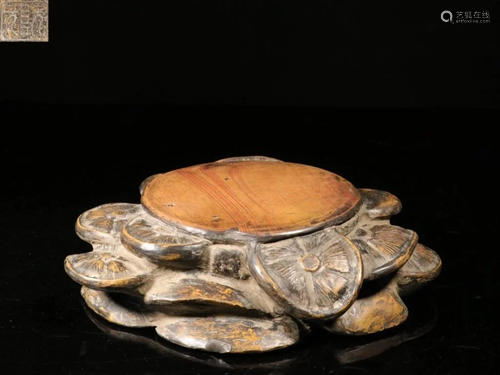 Chinese Hand Carved Inkstone,Mushroom Pattern