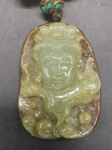 Chinese Jadeite Buddha Pendant Necklace