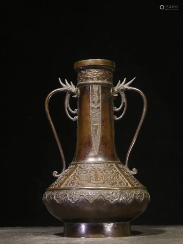 Chinese Bronze Vase, Taotie Pattern